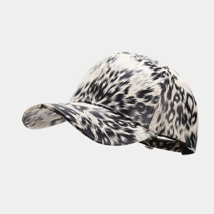 Leopard Pattern Leather Baseball Cap Autumn And Winter