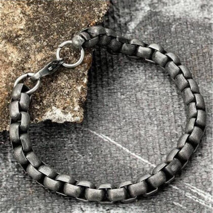 Stainless Steel Vintage Bracelet Men Black Cuban Chain