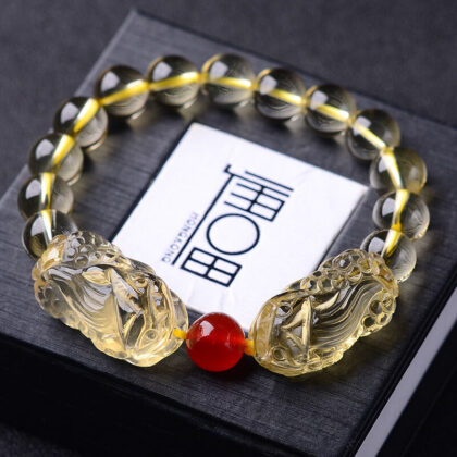 Natural Citrine Double Pixiu Bracelet