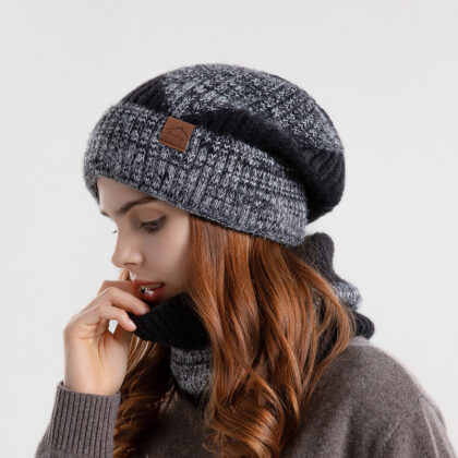 Two-color Hat Female Thick Warm Earflaps Wool