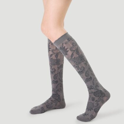 Women's Socks Spring And Summer Black Flowers